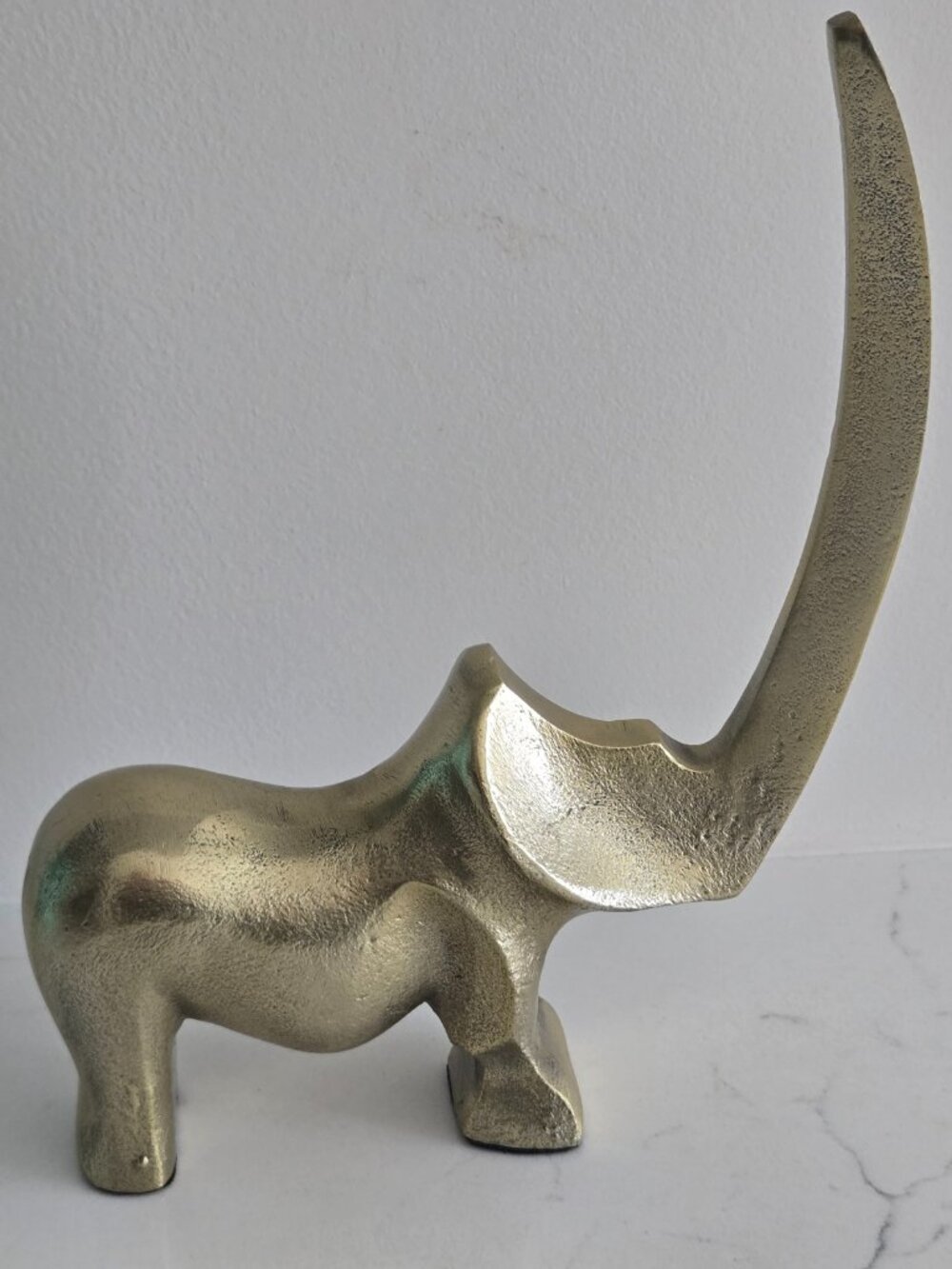 Stylized Brass Rhino Sculpture